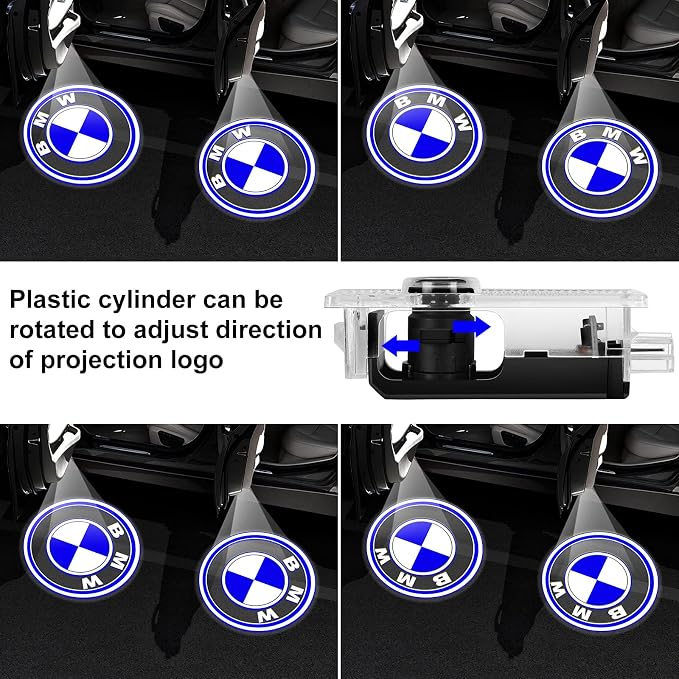 4 Pack Never Fade HD Car Door Lights Logo Projector LED Welcome Lights Accessories, Compatible with BMW X1/X2/X3/X4/X5/X6/X7, M, Z, and GT Series Models