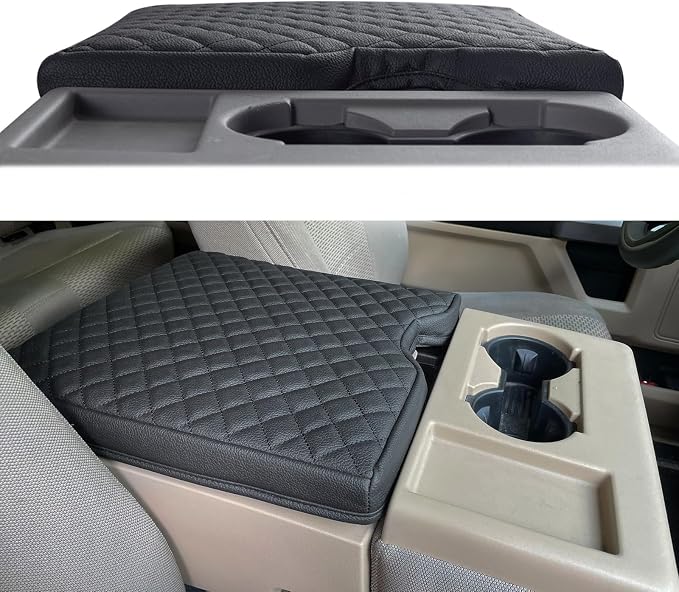 JDMCAR Jump Seat Console Cover for Ford F150 2015-2026 Thick PU Leather | Thicker Center Console Cushion Compatible with 2015-2026 Ford F150 / 2017-2026 F250 F350 F450 with 40/20/40 Jump Seat