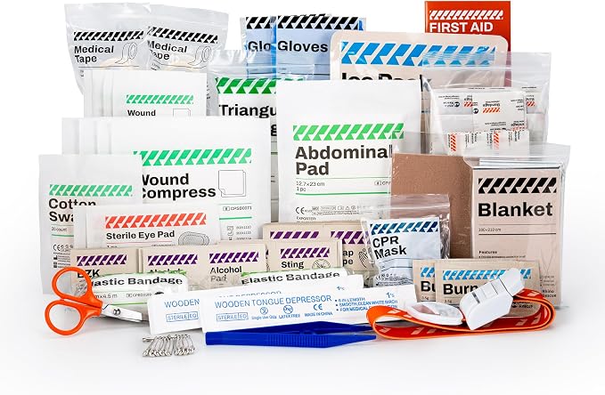 RHINO RESCUE 240pcs First Aid Kit Refill Supplies | Emergency Extra Replacement Kit, Restock Supply Pack, Self-Sealing Bag, HSA/FSA Approved