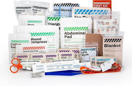 RHINO RESCUE 240pcs First Aid Kit Refill Supplies | Emergency Extra Replacement Kit, Restock Supply Pack, Self-Sealing Bag, HSA/FSA Approved