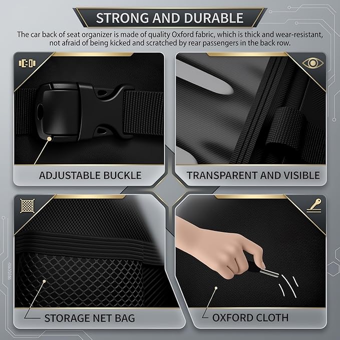 2 in 1 Hanging Backseat Car Organizer,Waterproof Back Seat Car Organizer | with Table Trays,Multifunctional Cars Seats Backs Organizers as Kick Mats Back Seat Protector for Vehicles