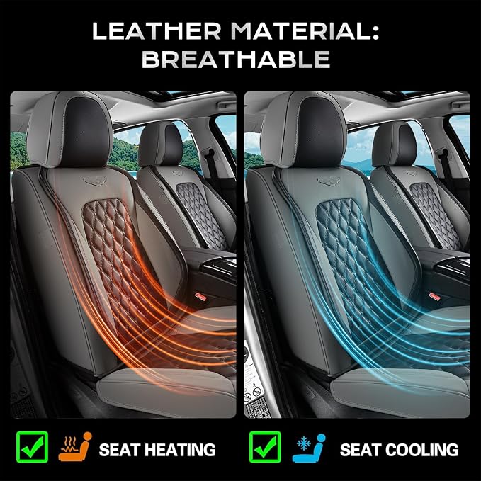 Coverado Car Seat Covers Front Seats, Minimalist Scratch-Resistant Waterproof Faux Leather Full Set with Rear Protectors, Business Daily Driving – GrayBlack