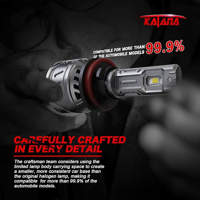 Katana Fog Light Bulb 400% Brightness 6500K Plug and Play of 2 | H11 Bulbs,Cooling Fan,1:1 Size