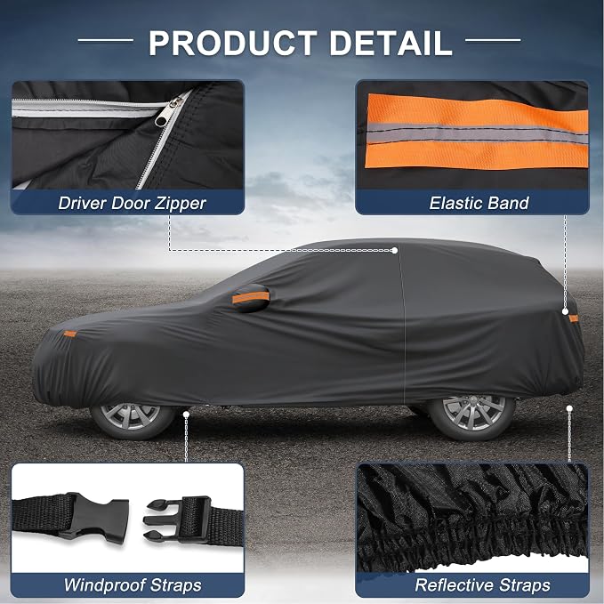 X AUTOHAUX Car Cover for Subaru Outback 210D-PU Outdoor Full Car Cover All Weather with Door Zipper for Waterproof Windproof Sun Rain Snow Protection