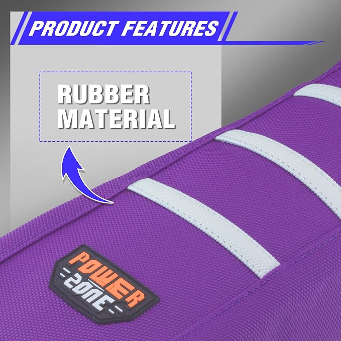 Dirt Bike Seat Cover - White Stripe Universial Seat Cover for Dirt Bike - Motorcycle Motorcross Enduro Seat Covers (Purple)
