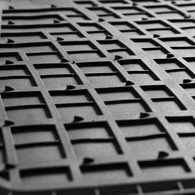 FH Group Premium Liners Tall Channel Trimmable All Weather Rubber Full Set Car Floor Mats (Black) w. Trimmable All-Season Cargo Liner (Black) - Universal Fit for Cars Trucks and SUVs