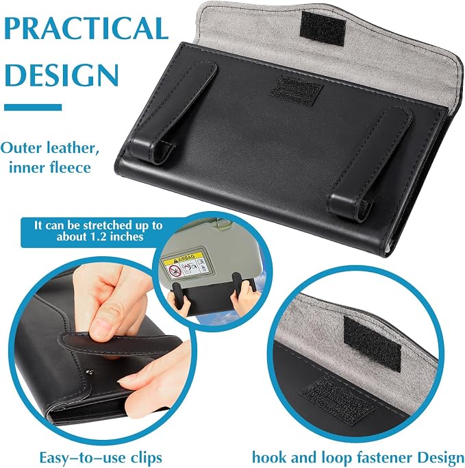 Mudder 2 Pcs Car Tissue Mask Holder Sun Visor Car Napkin Holder PU Leather Car Tissue Box Hanging Tissue Dispenser for Car Tissue Case Holder for Car Vehicle Backseat Interior Accessories (Black)