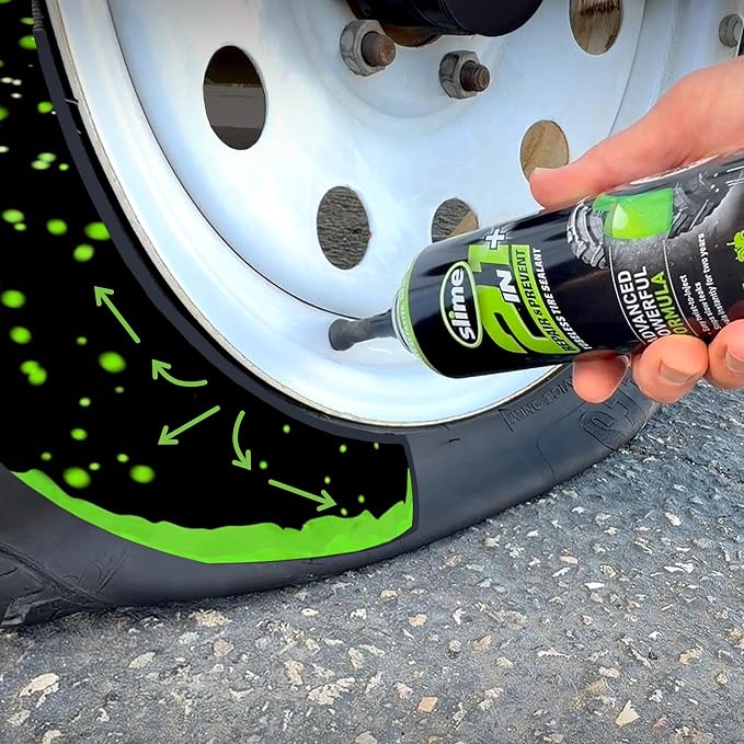 Slime 60199 2-in-1 Repair & Prevent Tubeless Tire Sealant, Instant Flat Tire Fix, Seals up to 1/4" Punctures Without Valve Core Removal, for Tractors, UTVs, Trailers & More, 12 Fl Oz