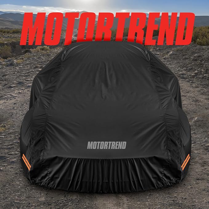 Motor Trend SafeKeeper All Weather Black Car Cover - Advanced Protection Formula - Waterproof 6-Layer for Outdoor Use, for Sedans Up to 210" L