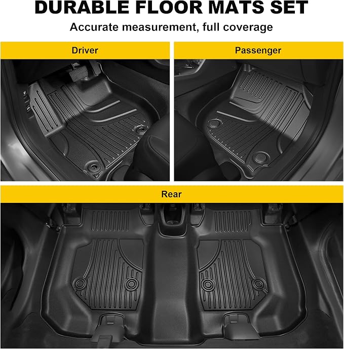 Floor Mats for Honda HRV 2016 2017 2018 2019 2020 2021 2022 | All Weather TPE Custom Fit HR-V Floor Liner Accessories, 1st & 2nd Row, Black