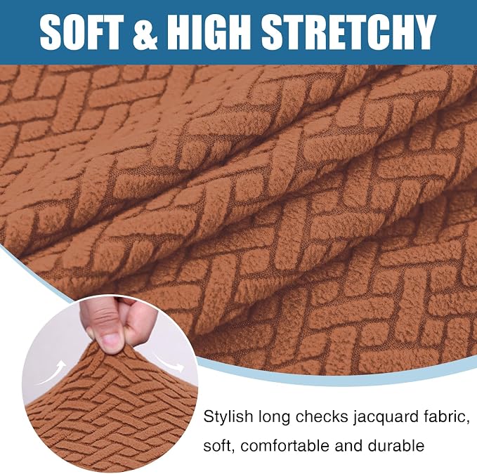 Smiry Waterproof Couch Cushion Covers, Stretch Jacquard Thick Sofa Cushion Covers, Washable Seat Slipcover Elastic Furniture Protector for Pets, Kid (2PC, Rust)