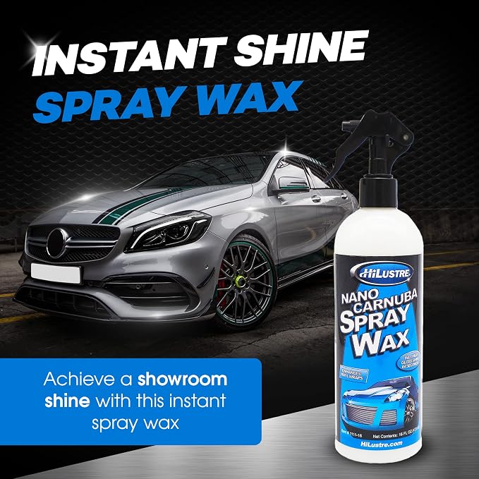 Nano Carnauba Spray Wax, Instant Shine Car Wax to Seal & Maintain Paint UV-Blocking, Hydrophobic Car Detailer Wax, Streak-Free and Safe for All Surfaces, Piña Colada Scent, 16 oz
