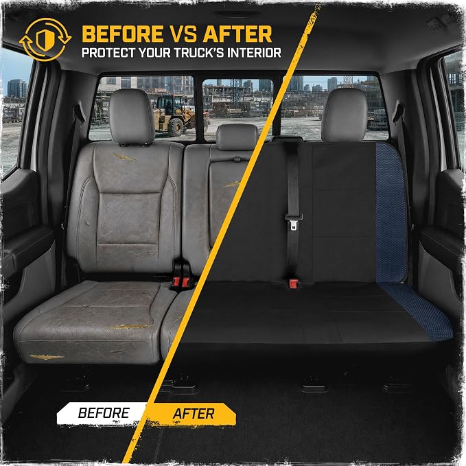CAT MeshFlex Seat Covers Full Set for Full-Size Pickup Trucks Only - Blue | Front Bucket Seat Covers & 60/40 Split Rear Bench Protector – Interior Accessories For F-150, Silverado, Ram, Sierra & Tundra