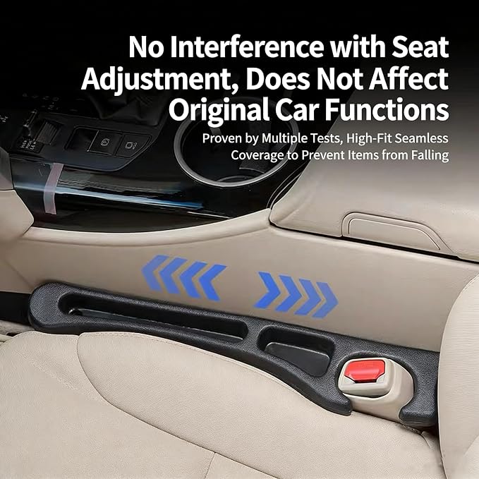 Car Seat Gap Filler Set of 2, Car Seat Gap Organizer with Phone Holder, Seat Side Gap Plug Storage Box, Universal Fit for Cars SUVs & Trucks, Auto Interior Accessories