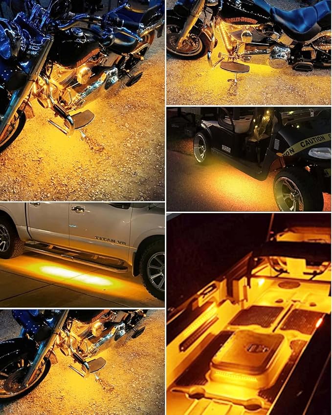 Keiurot 12V Led Light Strip 32CM Waterproof Led Light Strips for Cars Motorcycles Golf Cart Interior & Exterior Marine Boat Amber Led Strip Lights 12V 5050 18SMD,Pack of 4