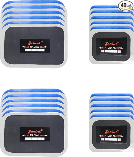 Tire Patches 3 3/8" x 2 1/2"(20Pieces), 3 3/8" x 4 3/8"(20Pieces) American Style Radial Repair Patch and Heavy Duty Bias Ply Repair Patch Unit, Multi Size Tire Repair Patchs TP-M82