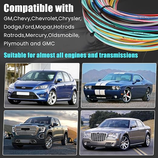 Universal 21 Circuit Wiring Harness Kit Standard Color 17 Fuses | Universal Extra Long Wire 21 Circuit Wiring Harness for GM Chevy Chrysler Dodge Ford Hotrods Plymouth Mopar Mercury Ratrods
