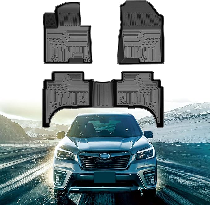 Mixsuper Forester Floor mats-Floor mat for Subaru Forester 2014 2015 2016 2017 2018,All Weather TPE Rubber Floor Liners Protection for Forester Accessories,2 Row Anti-Slip Car Mats, Black