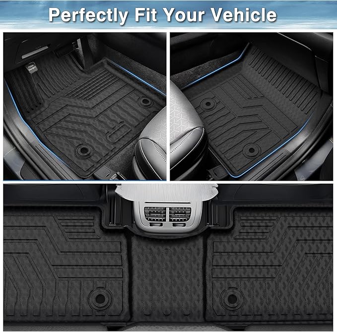 Mixsuper Floor Mats for Kia Soul 2020-2025 2026, Custom Fit TPE All-Weather Floor Liners, Waterproof Anti-Slip Heavy Duty Mats, 1st and 2nd Row Accessories Set Black