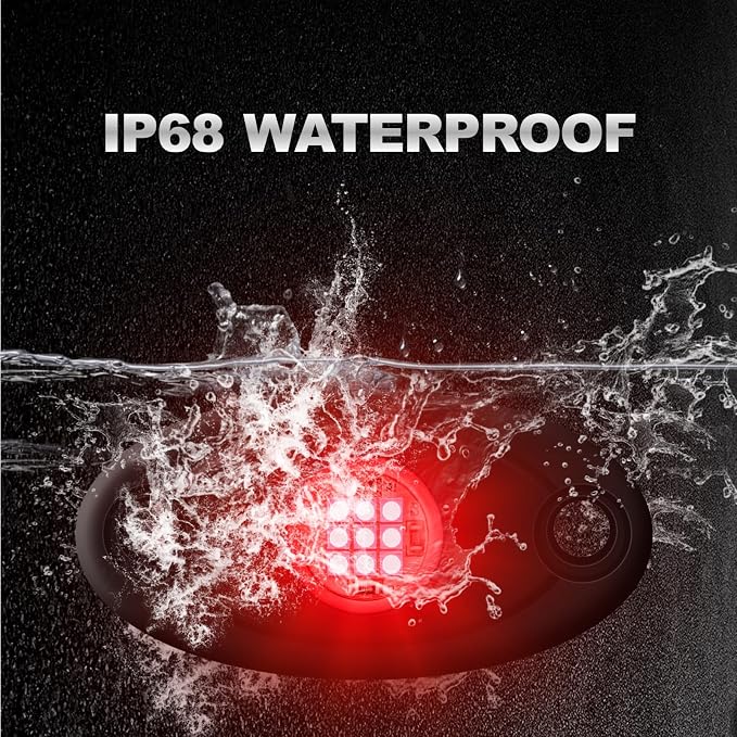 12 Pods Red LED Rock Lights Neon Underglow Light for Car Truck ATV SUV | Under Body Glow Light Trail Fender Lighting