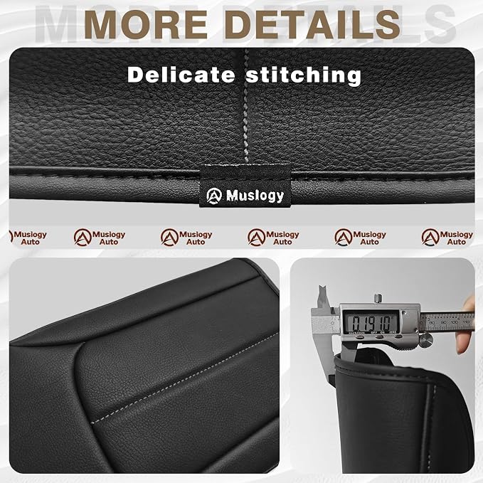 Muslogy Center Console Armrest Cover Fit for Subaru Forester 2025 Accessories, Comfort Armrest Pad Console Lid Cushion Vegan Leather Regular Thick (Black/Gray Stitching)