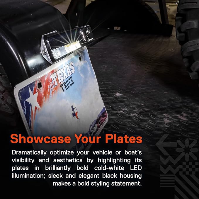 TRUE MODS Black LED License Plate Light for Boat Trailer [Surface Mount] [DOT FMVSS 108] [SAE L] [Waterproof] [12V DC] Universal Submersible Tag Lamp for Auto Work Utility Flat Bed Box Semi Truck RV