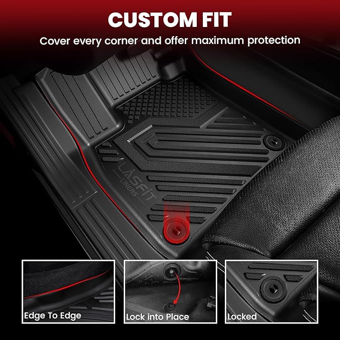 LASFIT Floor Mats & Cargo Mat for Nissan Pathfinder 7/8 Seats 2026 2025 2024 2023 2022, All Weather TPE Custom Fit Floor Liners for Pathfinder Car Mats & Trunk Mats Accessories, Black