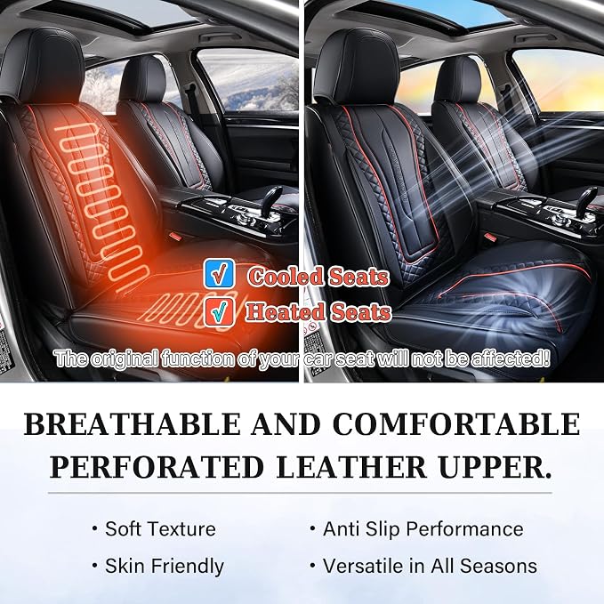 Coverado Car Seat Covers Full Set, Front Seat Cover and Back Seat Covers for Cars, Faux Leather Waterproof Seat Covers, Car Seat Protectors, Automotive Seat Covers Universal for Most Vehicles Black