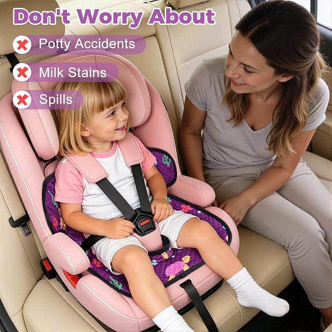 Piddle Pad Car Seat Liner, Waterproof Soft Car Seat Protector for Potty Training, (Purple Ocean)