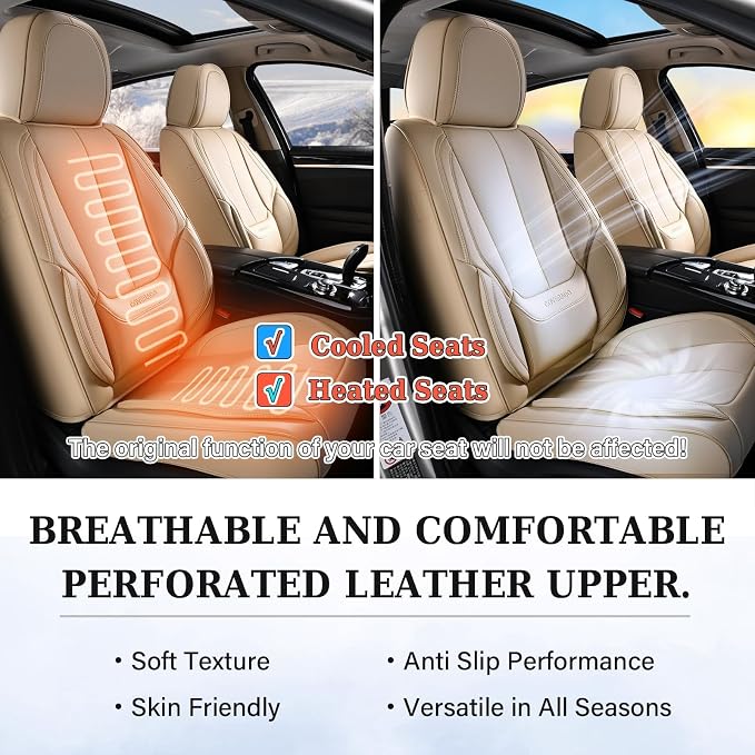 Coverado Car Seat Covers, Seat Covers for Cars, Waterproof Leather Auto Seat Protectors, Leather Car Seat Cushion, Car Interiors Accessories Universal Fit for Most Cars