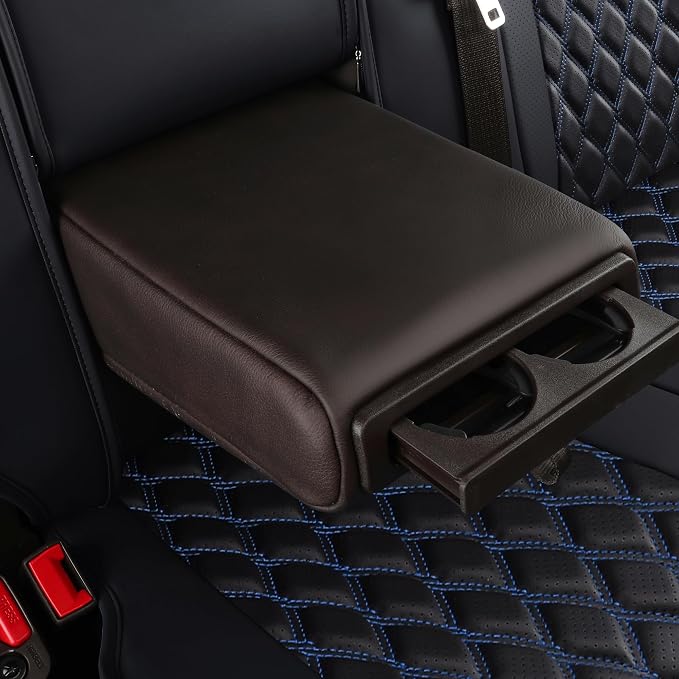 Huidasource Custom Fit Ford F150 Rear Bench Split Leather Seat Covers Fit for 2015-2026 F150 SuperCrew & 2017-2026 F250 F350 F450 Super Duty Crew Cab Pickup King Ranch Platinum(Back Row/Black&Blue)