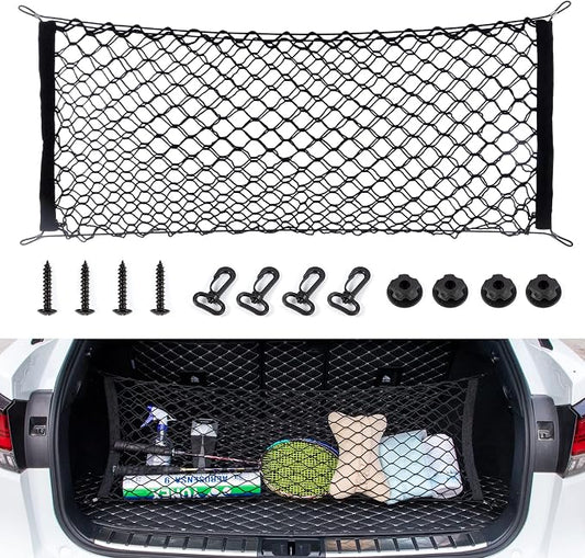 Alpmosn 35.4"x15.8" Stretchable Car Cargo Net Adjustable Elastic Storage Net Trunk Interior Accessories with Hook, Universal Fit for Car, Vehicle, SUV