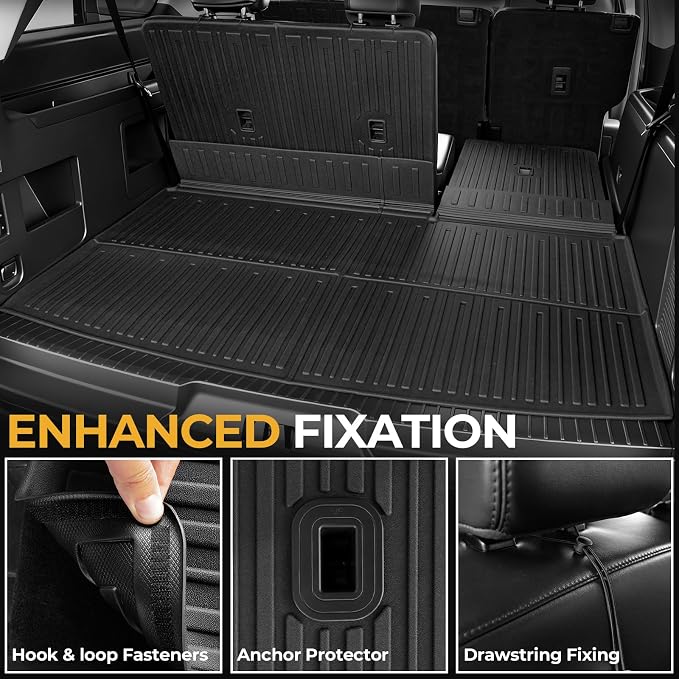 Floor Mats for 2018-2024 Ford Expedition Max 8-Seat Accessories | All-in-One TPE Set, Odorless & Durable, All-Weather Protection, Ideal for families, Easy to Spray Clean, Quick Setup
