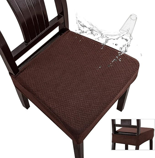 Genina Waterproof Seat Covers for Dining Room Chair Covers Waterproof Dining Chair Covers (2 PCS-Rear-gapped, Chocolate)