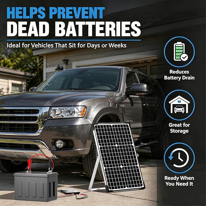 Voltset 30W Solar Battery Charger - 12V Solar Panel Kit with 10A Smart Charge Controller - IP67 Waterproof Solar Trickle Charger Maintainer - Adjustable Mount Bracket for RV Boat Car Motorcycle