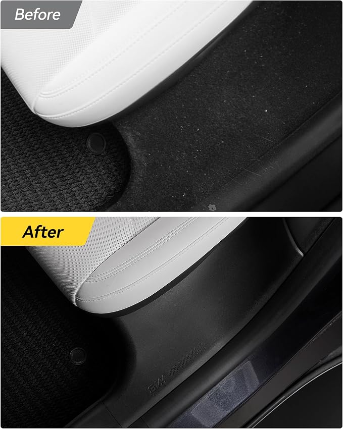 3W Tesla Model Y Juniper Door Sill Protector 2025 2026 Only for 5 Seat Front, Rear, Door Entry Guard, Anti-Dust Cover, Anti-Scratch Plate, Edge Guards, TPE Car Accessories (Not Original Tailgate Sill)