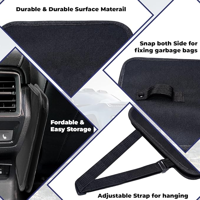 BFXM Car Trash Can, 2.8 Gallons Foldable Car Garbage Can, Collapsible Hanging Car Trash Bin for Car Seat, Leakproof Garbage Bags, Car Interior Accessories