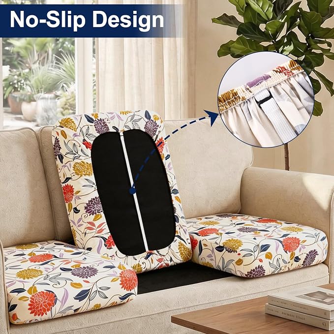 Smiry 4 Pcs Waterproof Patio Cushion Covers, Stretch Outdoor Furniture Covers