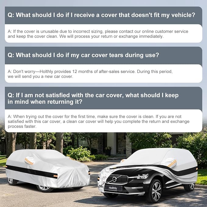 10 Layers SUV Car Cover Custom Fit for Volvo XC60 (2013-2026), Waterproof All Weather for Automobiles, Outdoor Full Cover Sun Dust Rain Protection with Cotton. Silver