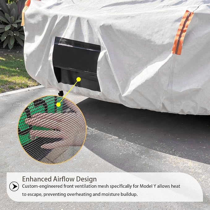 Tesla Model Y Car Cover (2020-2026) Waterproof All Weather, Heavy Duty Car Covers with Driver Door Zipper, Outdoor Rain Snow UV Protection