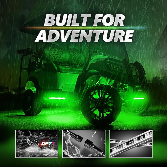 OPT7 Aura Pro RGB Aluminum Golf Cart Underglow with App & Remote, 12V | Waterproof Rigid LED Bar, Multicolor Music Sync Lighting, Neon Accent Lights, Outdoor Decoration for EZGO Yamaha Club Car