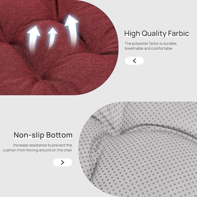 Love's cabin Memory Foam Chair Cushions Set of 4, 15.5"x15.5"x3.5" Indoor & Outdoor Seat Pads for Dining, Kitchen, Office, Patio Chairs - Burgundy