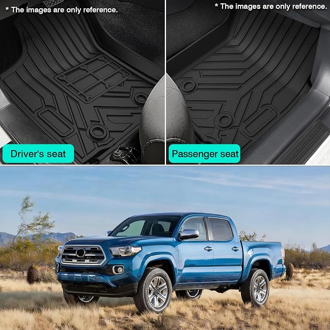 T TGBROS Floor Mats for 2016-2023 Toyota Tacoma Double Cab (Only for Automatic) with Anti Slip Driver Pad Door Sill Protector, All Weather TPE Front Floor Liners Non Slip Mat Entry Guard 7PCS