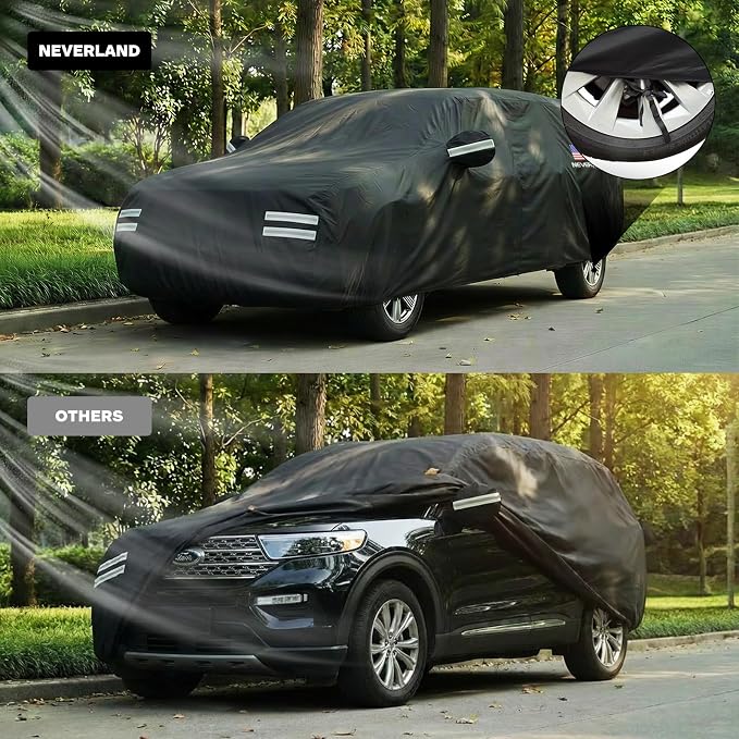 Car Cover Compatible with Ford Explorer, Full Car Covers Waterproof All Weather Dustproof, Snowproof, UV Protection Exterior Car Covers for Automobiles Universal Fit Ford Explorer