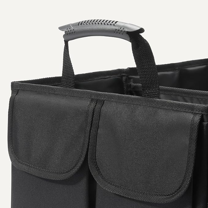 Amazon Basics Car Boot Organiser, Multi-Compartment Trunk Storage Box, Foldable, 51L Capacity, Black