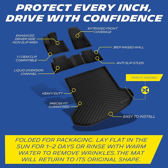 Michelin Vehicle Mats, Premier Series All-Weather TPE Custom Fit Liner for 2023-2026 Kia Sportage Gas Floor Mats, Not Fit Hybrid or PHEV (4 Piece)