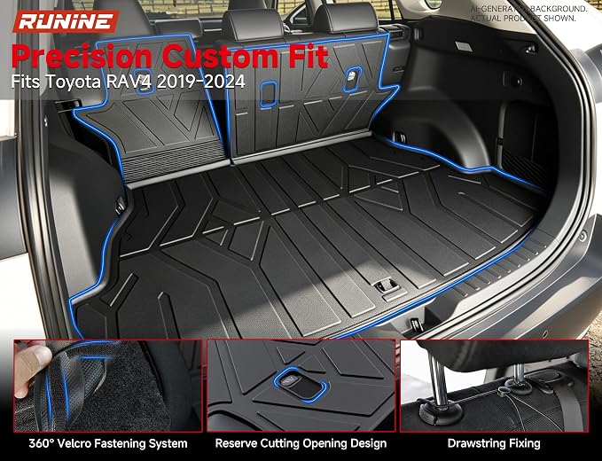 Floor Mats for Toyota RAV4 2019-2023 2024 2025 (Not for Hybrid), All Weather Protection Custom Floor Mats Trunk Cargo and Car Windshield Cover Set for Car Accessories,Car Floor Liners Set