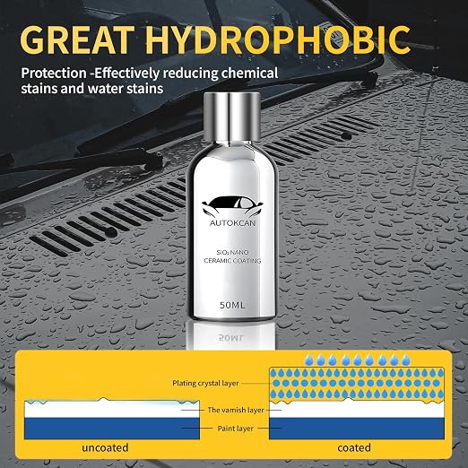 Nano Ceramic Coating for Cars, 10H High Gloss 50ML Anti-Scratch SiO2 Ceramic Coating High Hydrophobic Mirror Paint Sealant Protection with Gloves