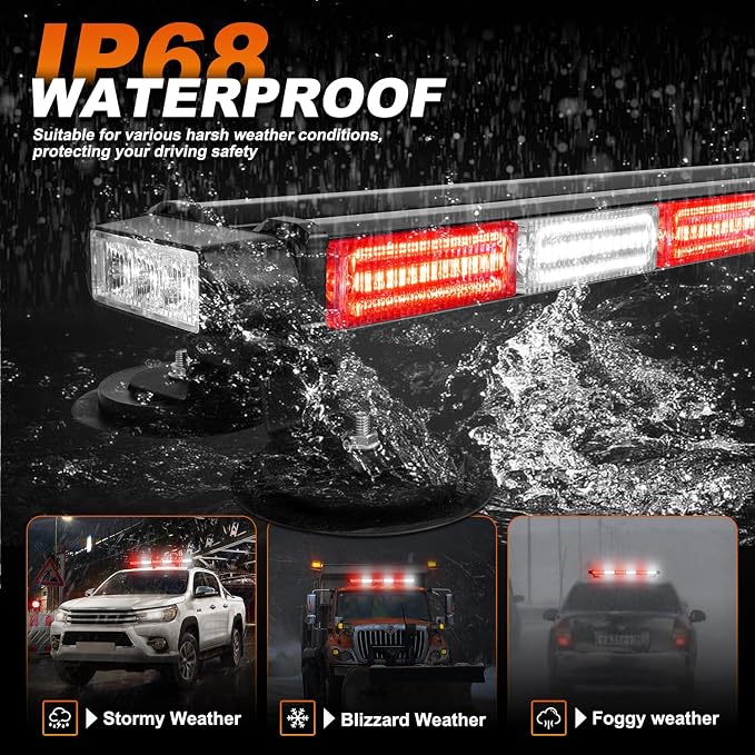 ASPL 26inch 126 LED Rooftop Emergency Strobe Lights Bar Double Side Flashing Safety Warning Traffic Advisor Light Bar Hazard Snow Plow Light for Work Trucks Vehicles Construction Tow Pickup(Red/White)