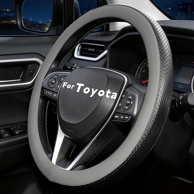 Steering Wheel Cover for Toyota RAV4, Camry, Corolla, Tacoma, Highlander, Sienna, Fit 14.5-15" Wheels, Standard Size (Gray)